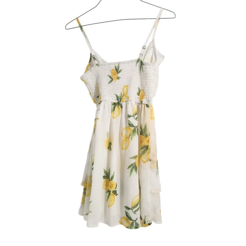 Japna Lemon Ruffle Tiered Spaghetti Strap Mini Dress Womens Size Extra Small XS - Picture 2 of 3